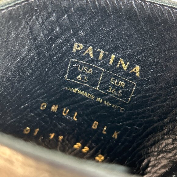 Portland Leather Patina Mules Womens 6.5 Black Leather Low Block Heel Handmade - Picture 13 of 13